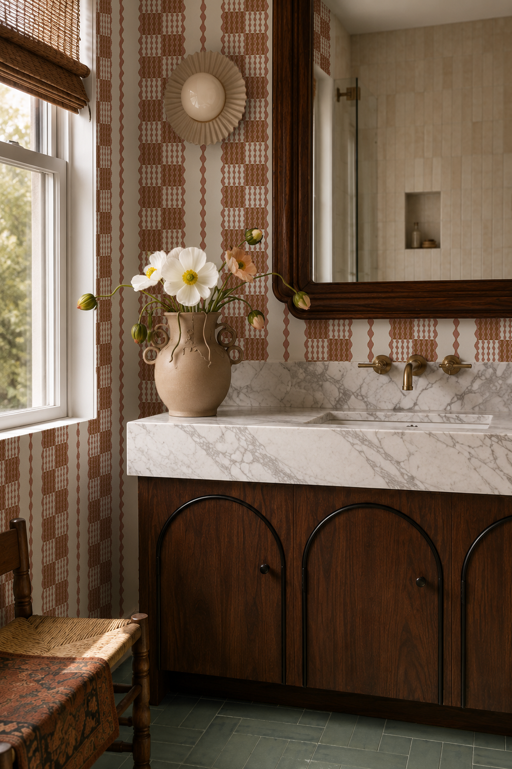 Telar Weave Wallpaper, beige, terra cotta and brown