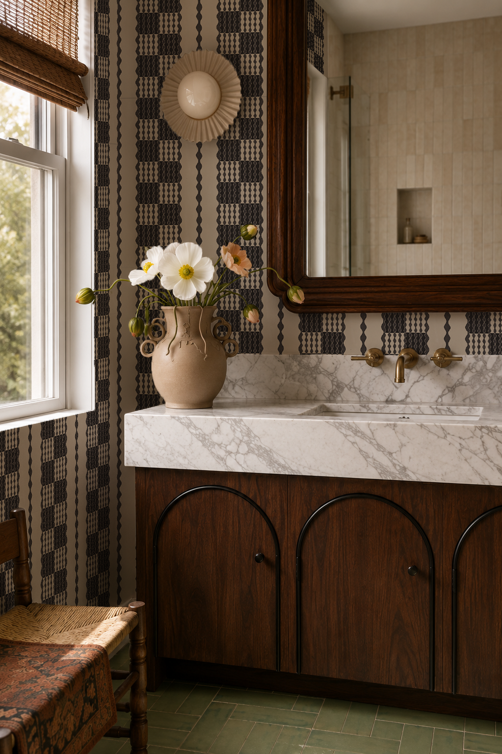 Telar Weave Wallpaper, neutral and charcoal