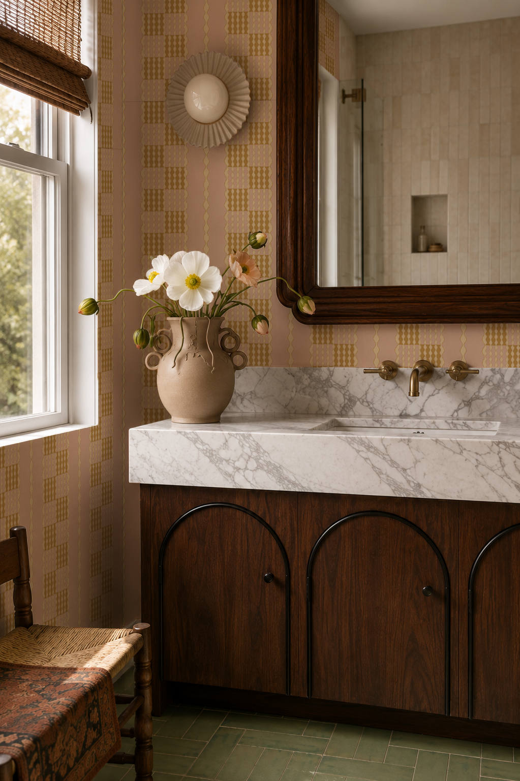 Telar Weave Wallpaper, peach and honey