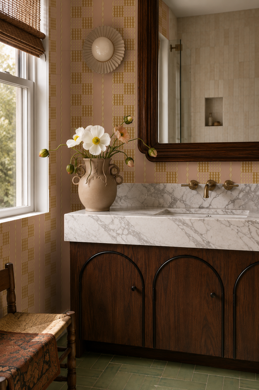 Telar Weave Wallpaper, peach and honey