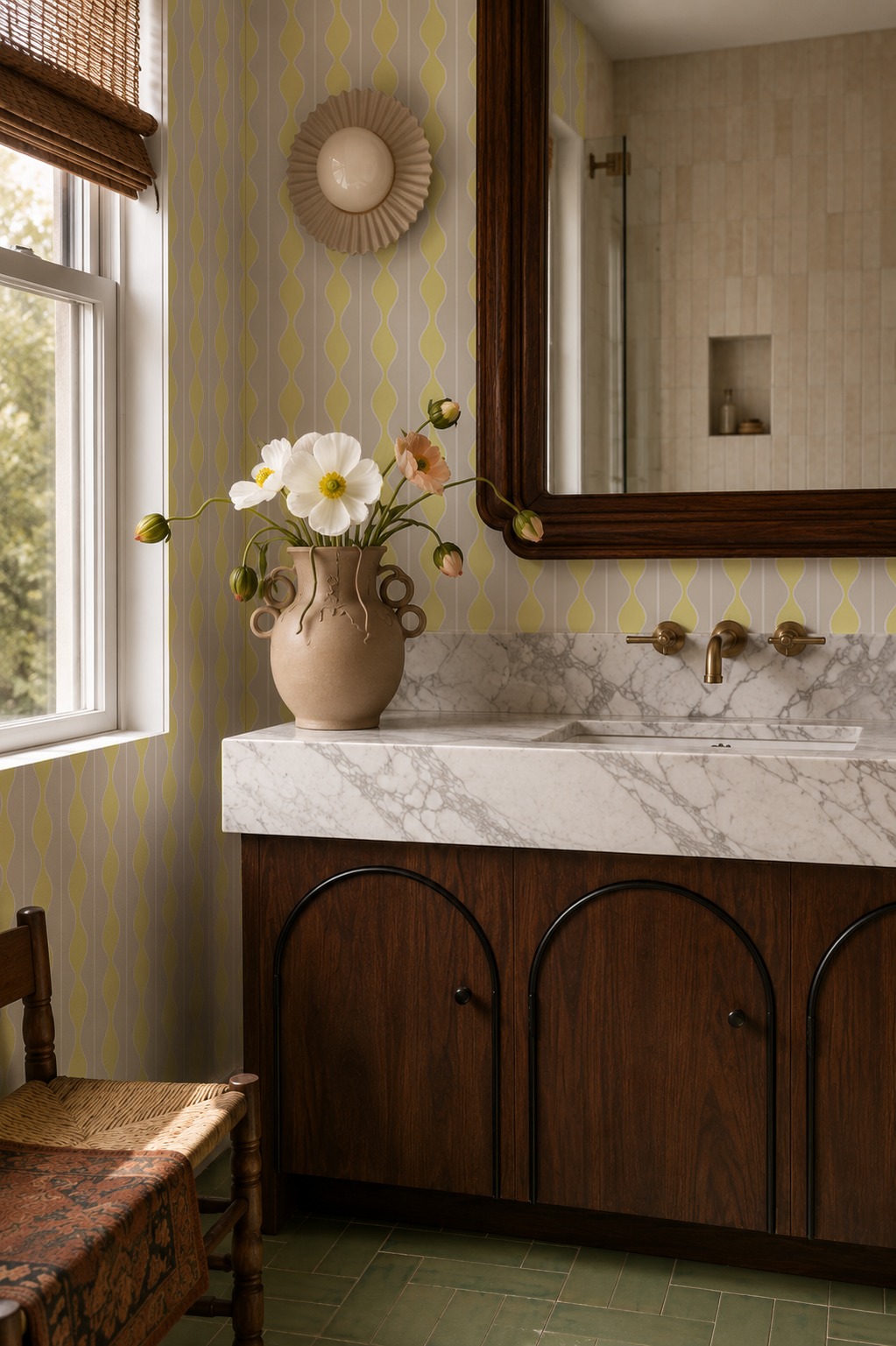 Rosario Stripe Wallpaper, beige and limoncello