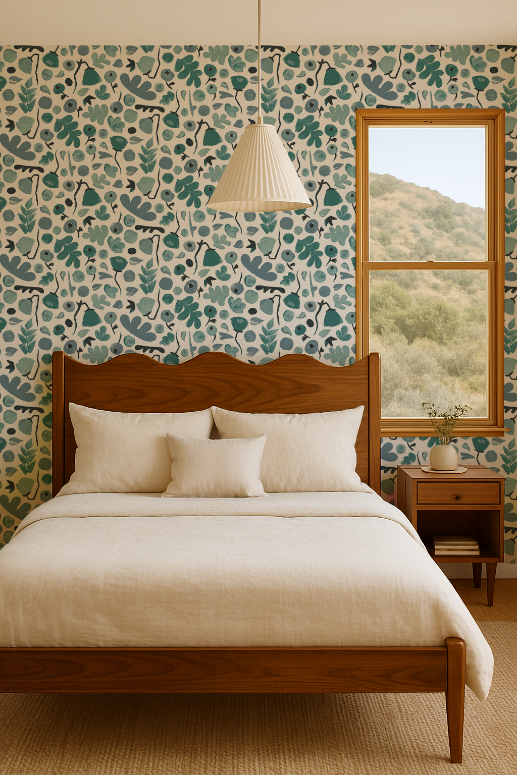 Henri Floral Wallpaper, teal