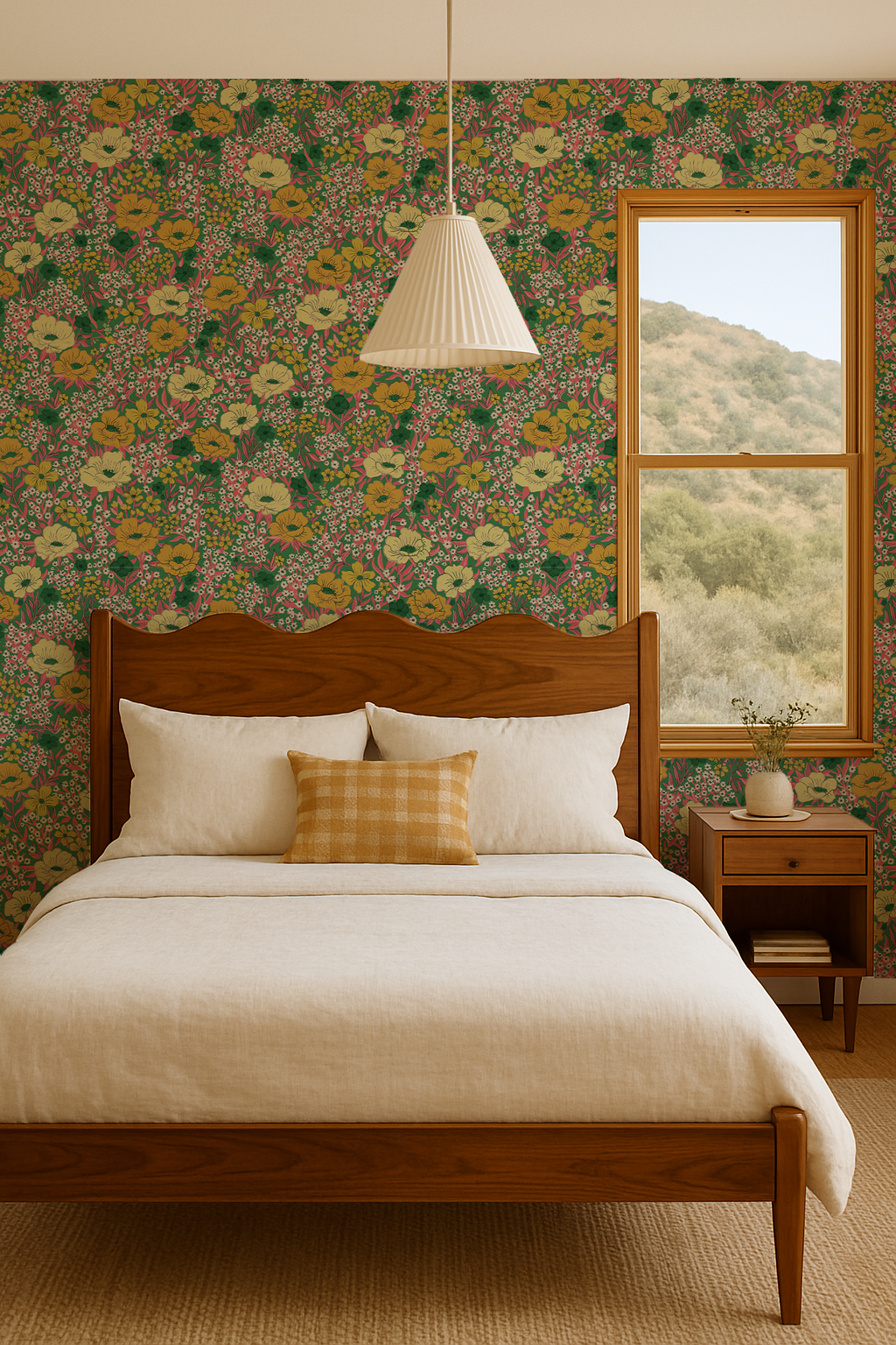 Wildflower Meadow Wallpaper, green