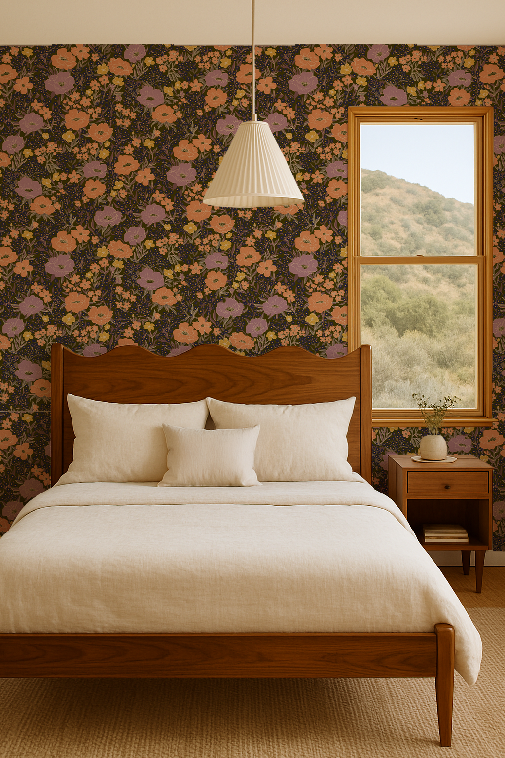Wildflower Meadow Wallpaper, olive