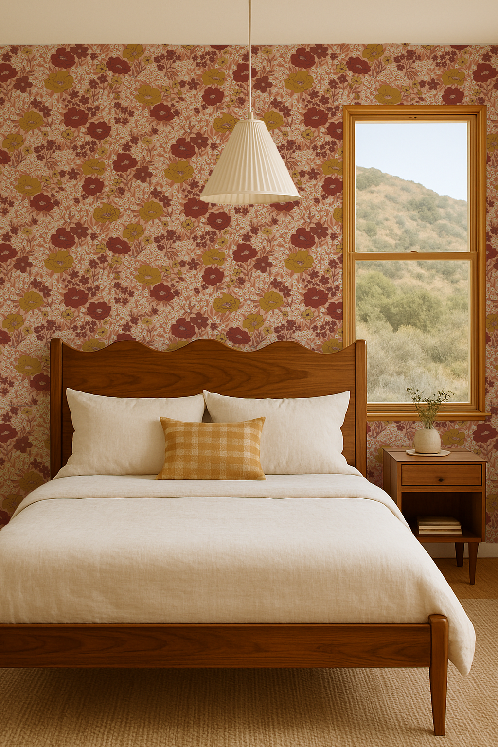 Wildflower Meadow Wallpaper, peach