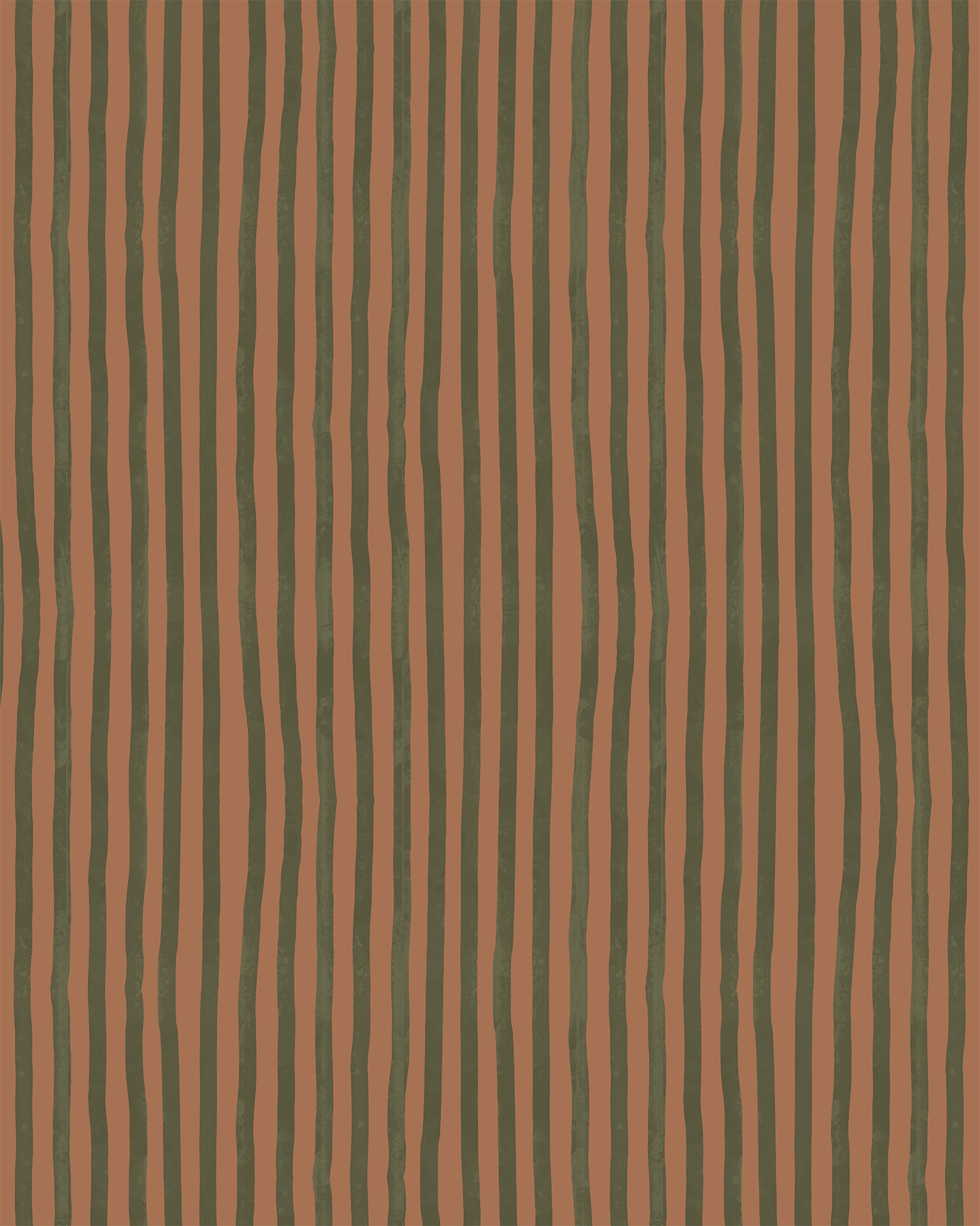 Dolce Stripe Wallpaper, terra cotta and olive