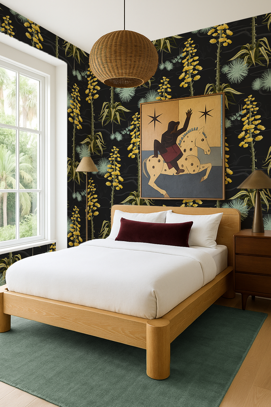 Agave Valley Wallpaper, black