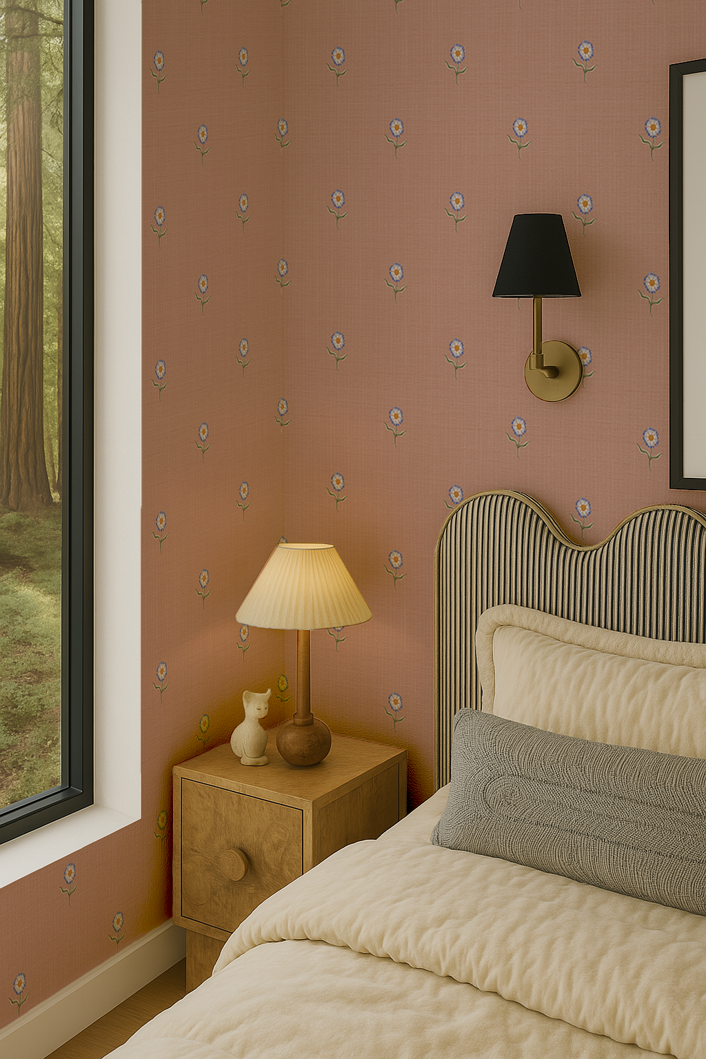 Daisy Dots Wallpaper, mauve