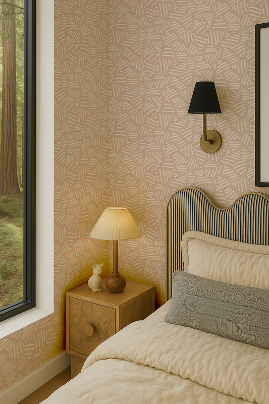 Simple Stripes Wallpaper, peach and white