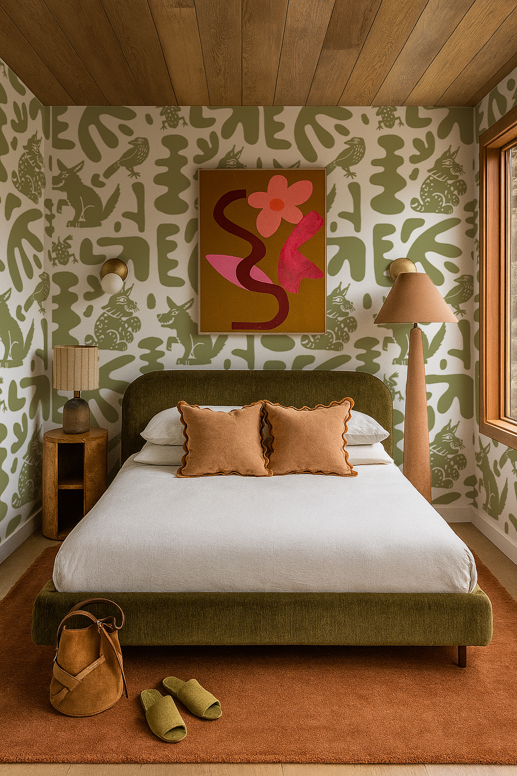 Abstract Animales Wallpaper, green