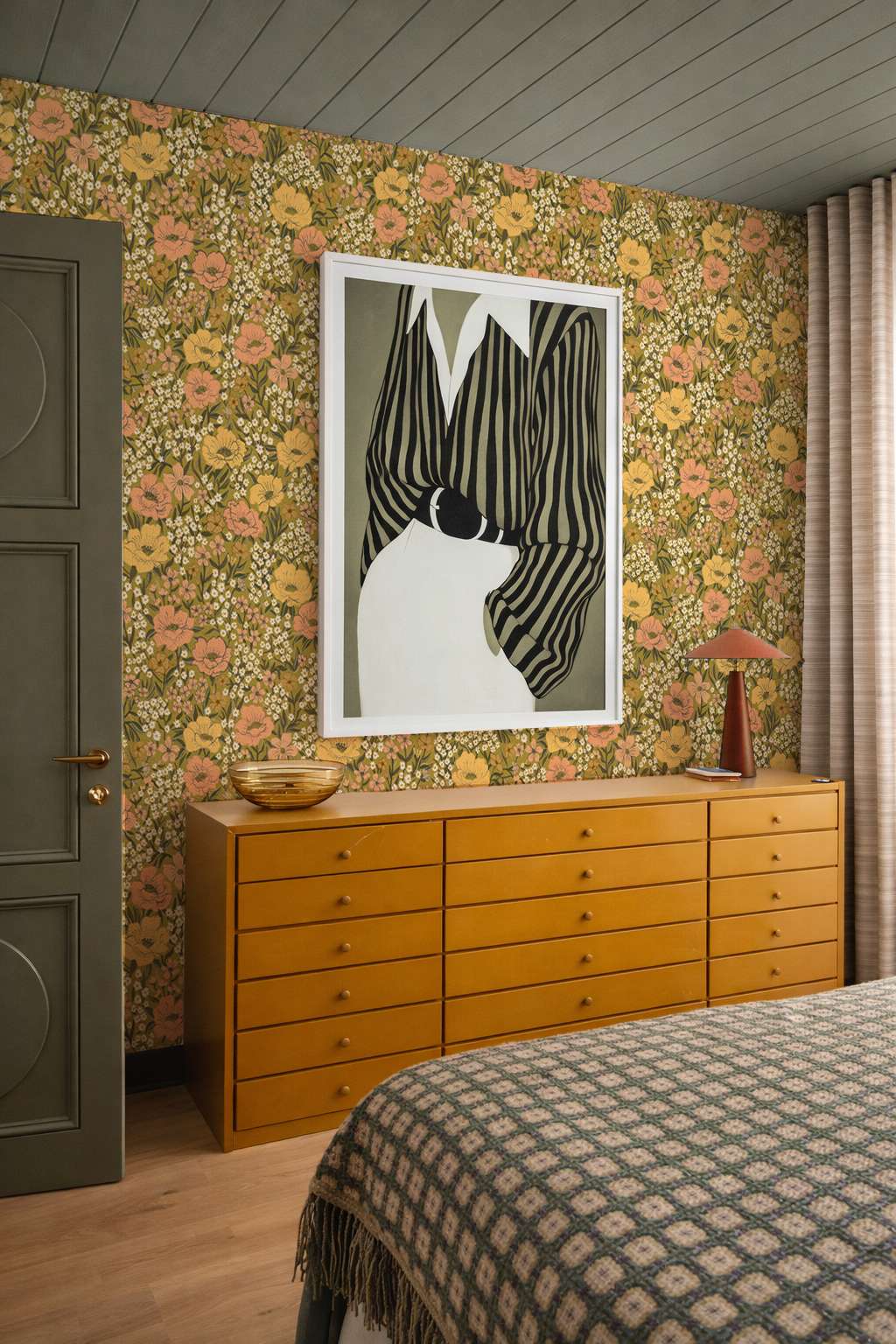 Wildflower Meadow Wallpaper, chartreuse