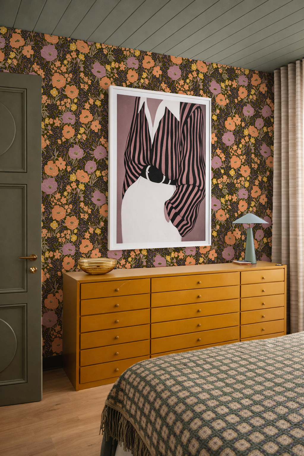 Wildflower Meadow Wallpaper, olive