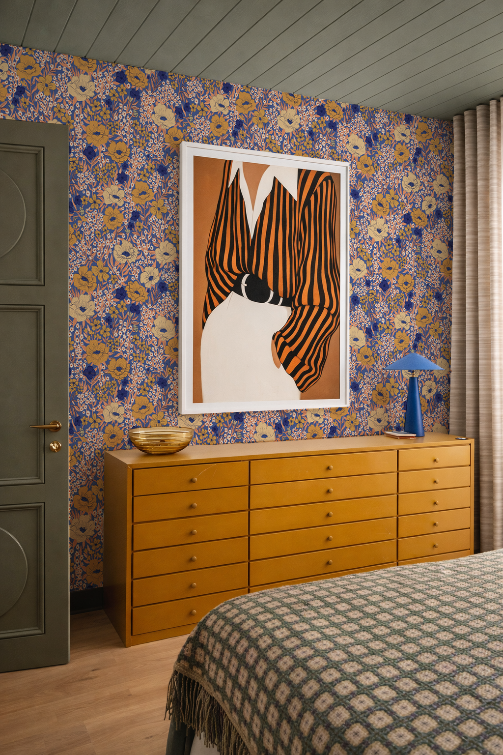 Wildflower Meadow Wallpaper, royal blue