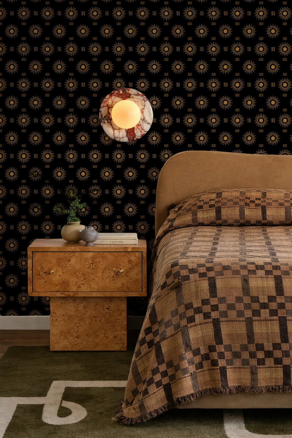Sun Rays Wallpaper, black and toffee