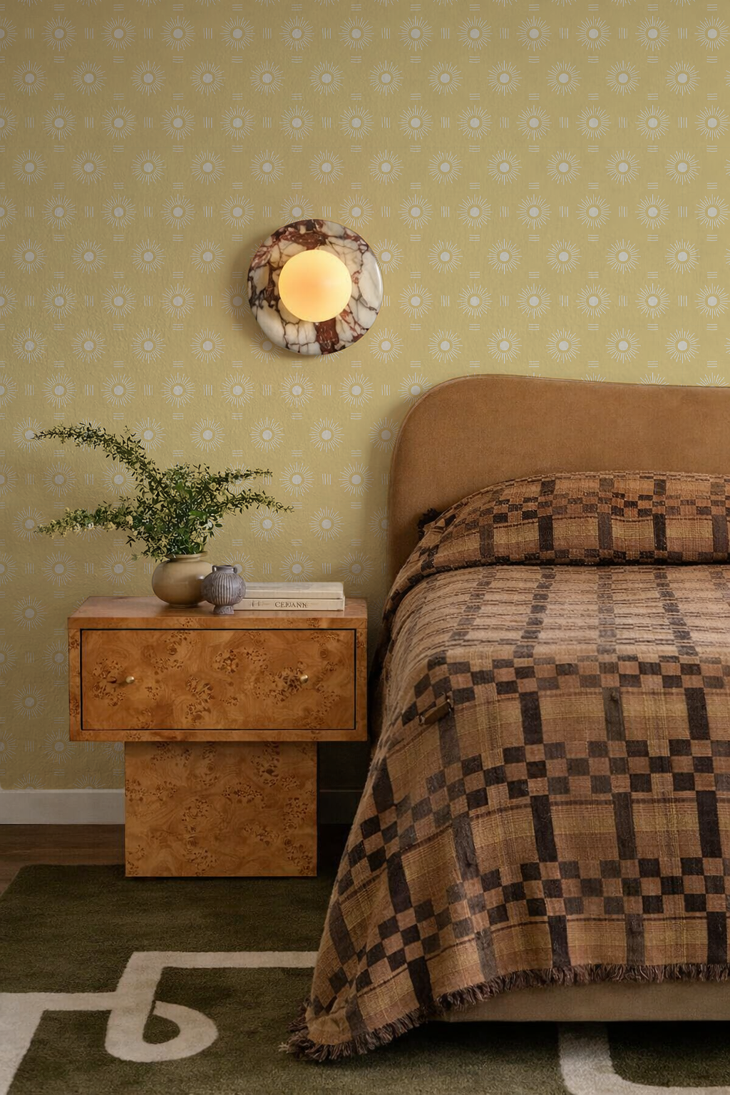 Sun Rays Wallpaper, butter yellow and white