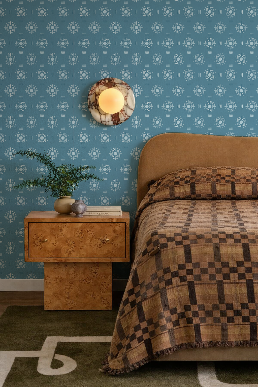 Sun Rays Wallpaper, denim blue