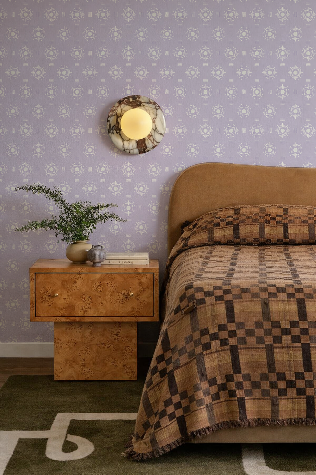 Sun Rays Wallpaper, lavender and white
