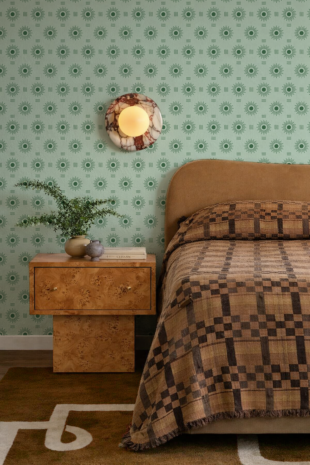 Sun Rays Wallpaper, mint and green