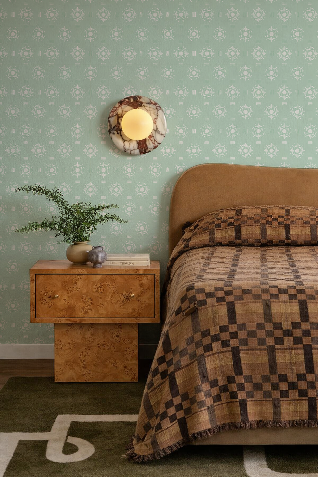 Sun Rays Wallpaper, mint and white