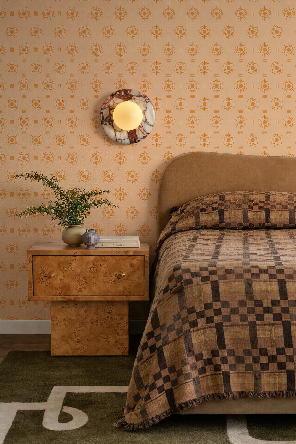 Sun Rays Wallpaper, peach and orange