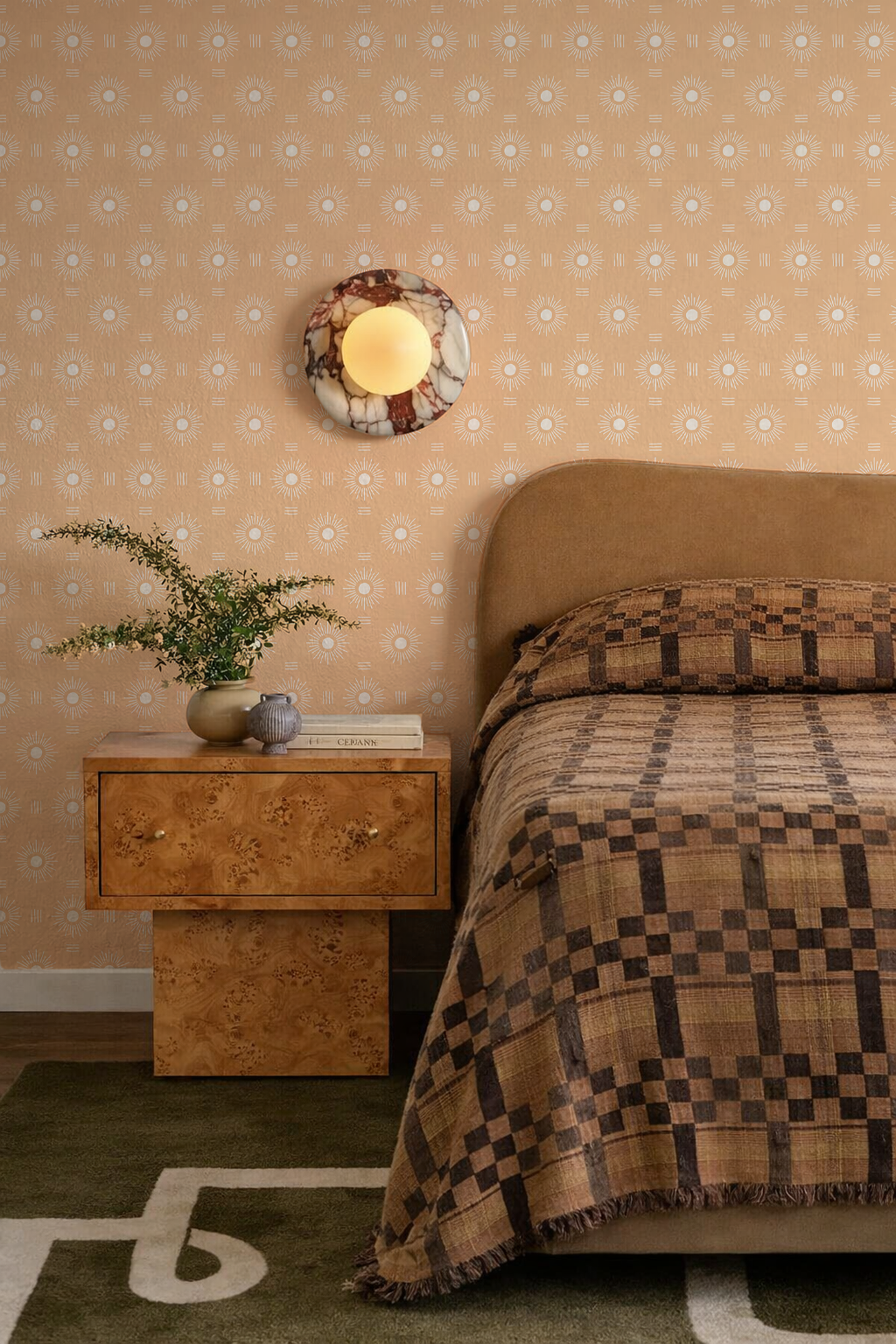 Sun Rays Wallpaper, peach and white