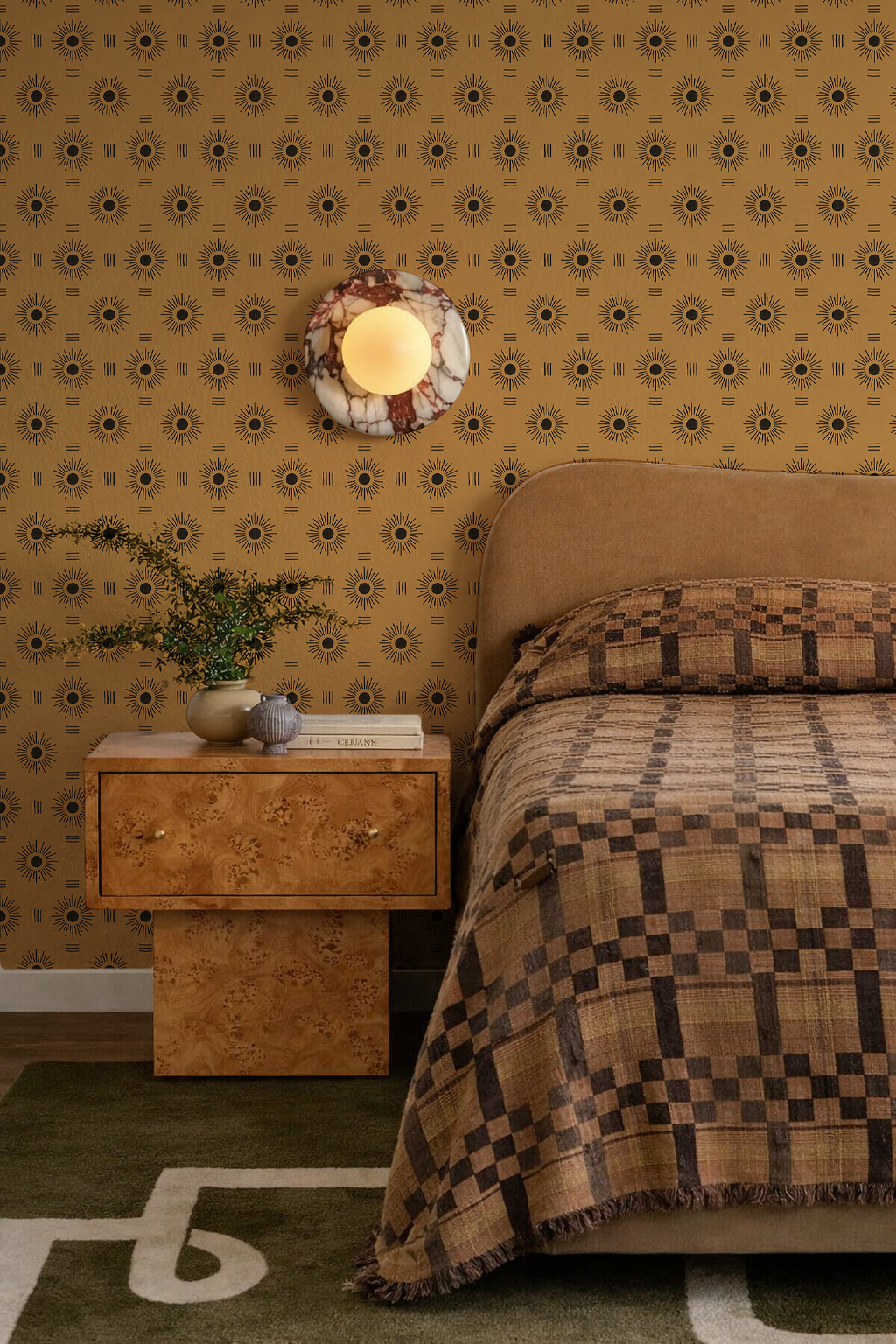 Sun Rays Wallpaper, toffee and black