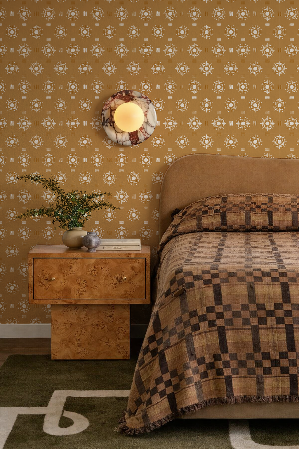 Sun Rays Wallpaper, toffee and white