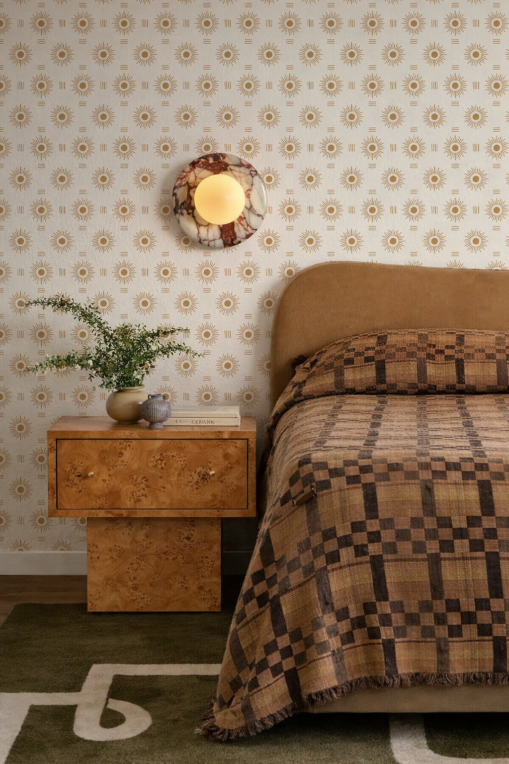 Sun Rays Wallpaper, off-white and toffee
