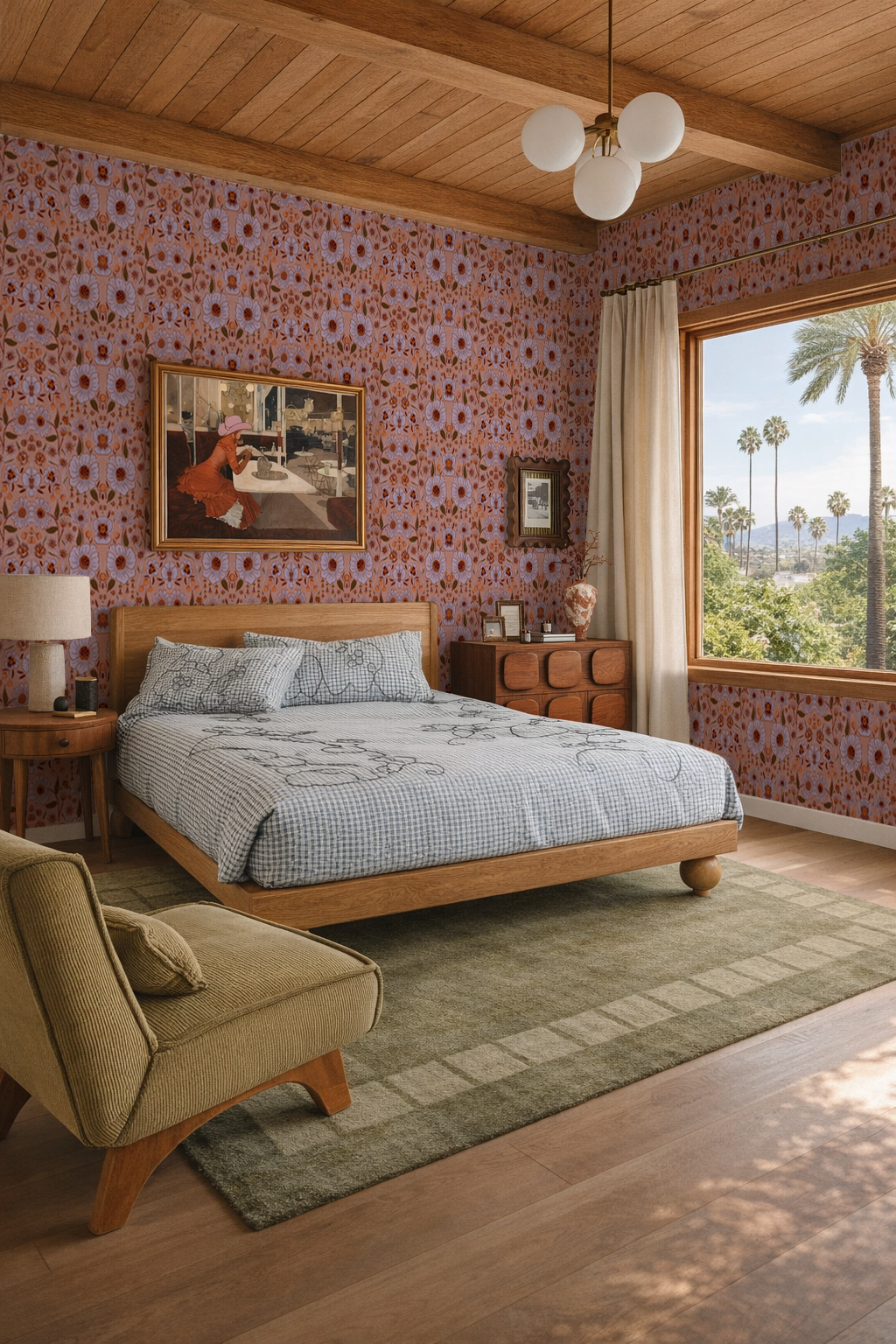 Meadow Bloom Wallpaper, venetian pink