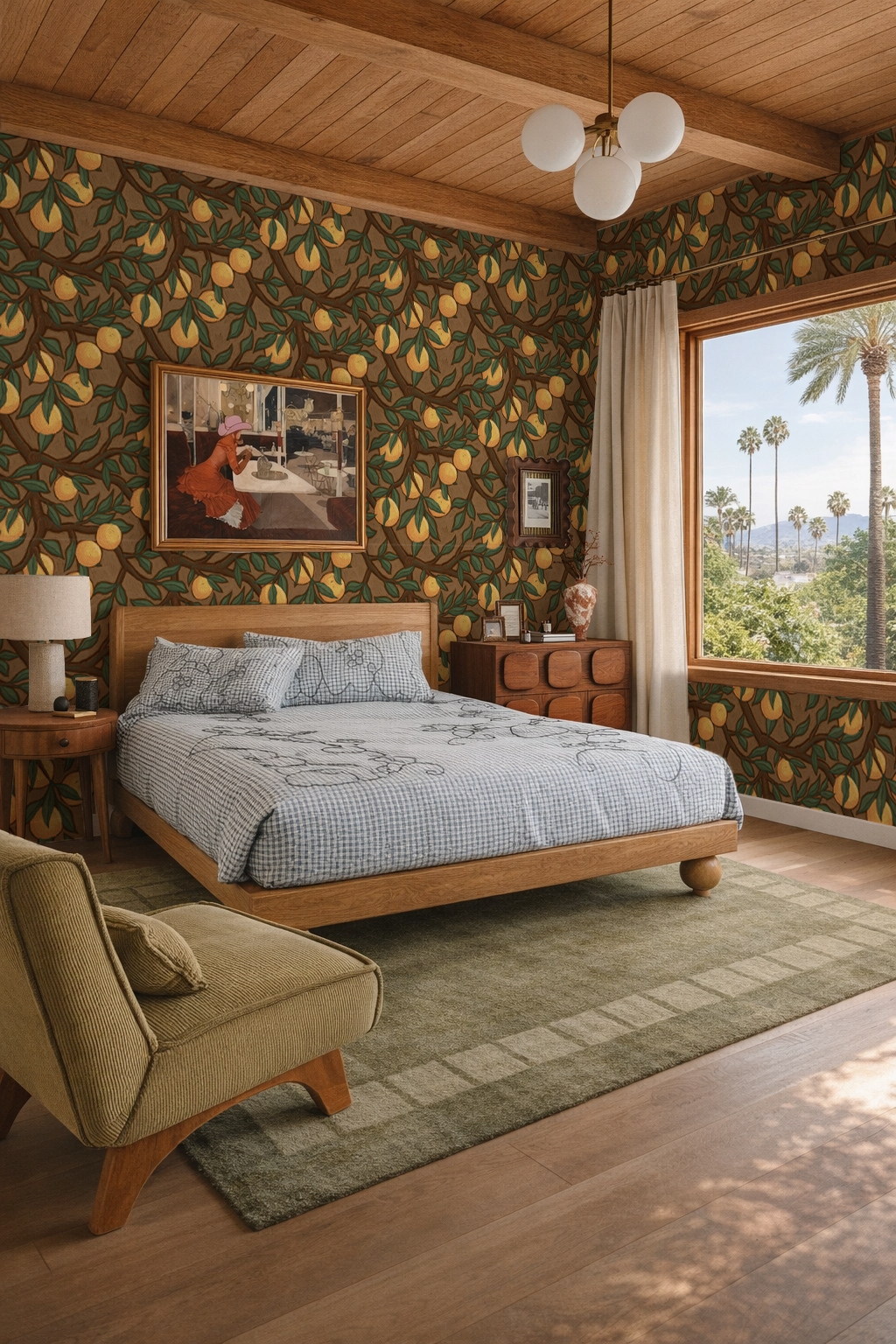 Valencia Grove Wallpaper, brown and marigold