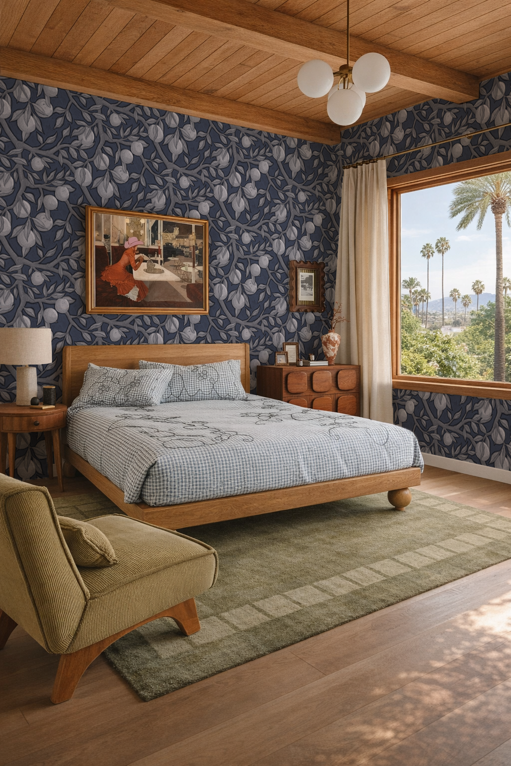Valencia Grove Wallpaper, navy