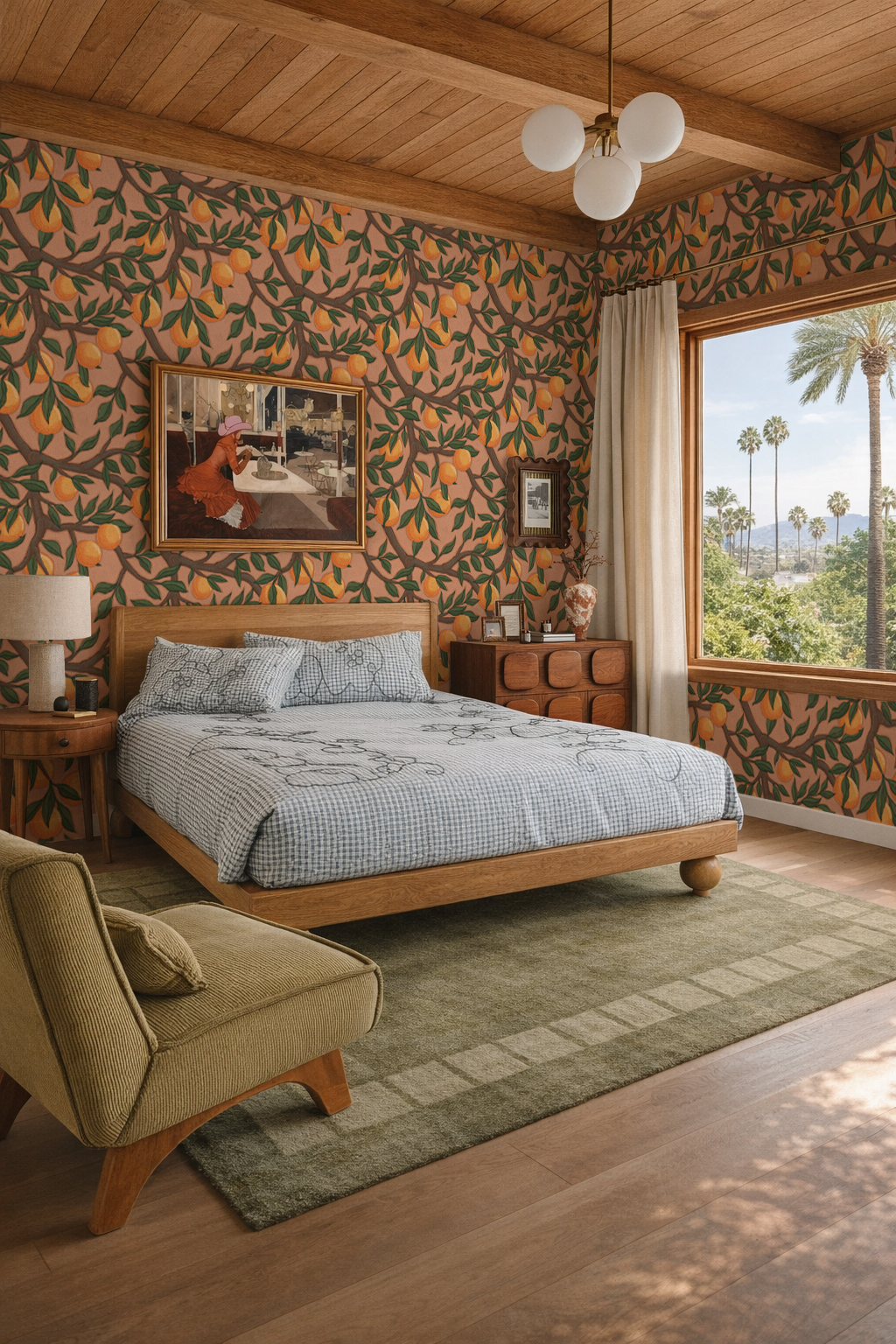 Valencia Grove Wallpaper, terra cotta and orange