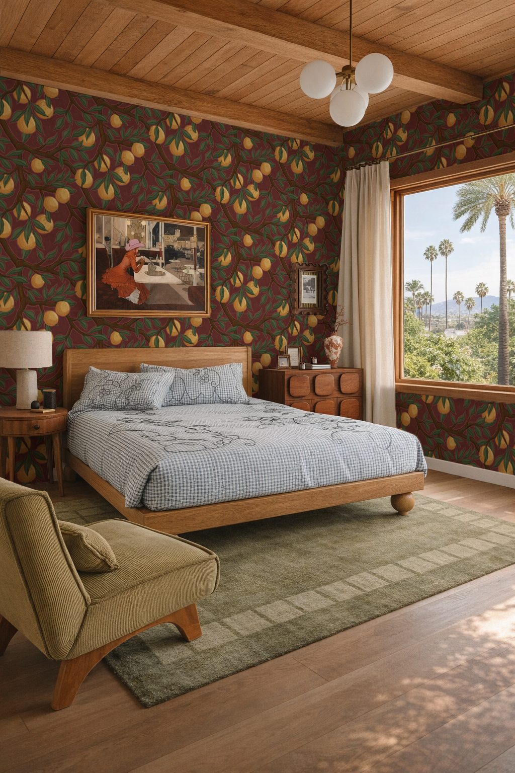Valencia Grove Wallpaper, wine and marigold
