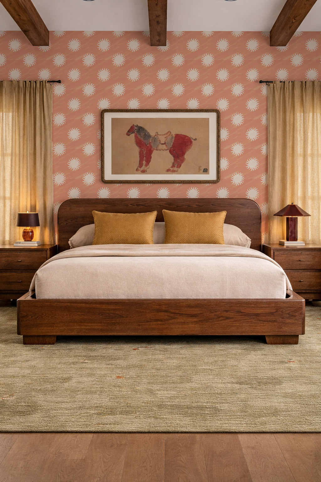 Sol Wallpaper, terra cotta and off-white