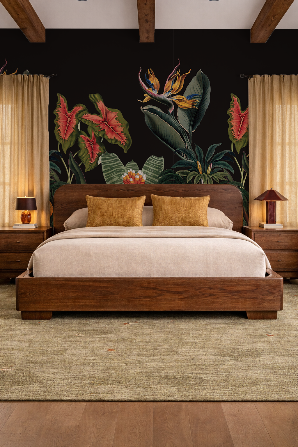 Vintage Botanical Mural, black