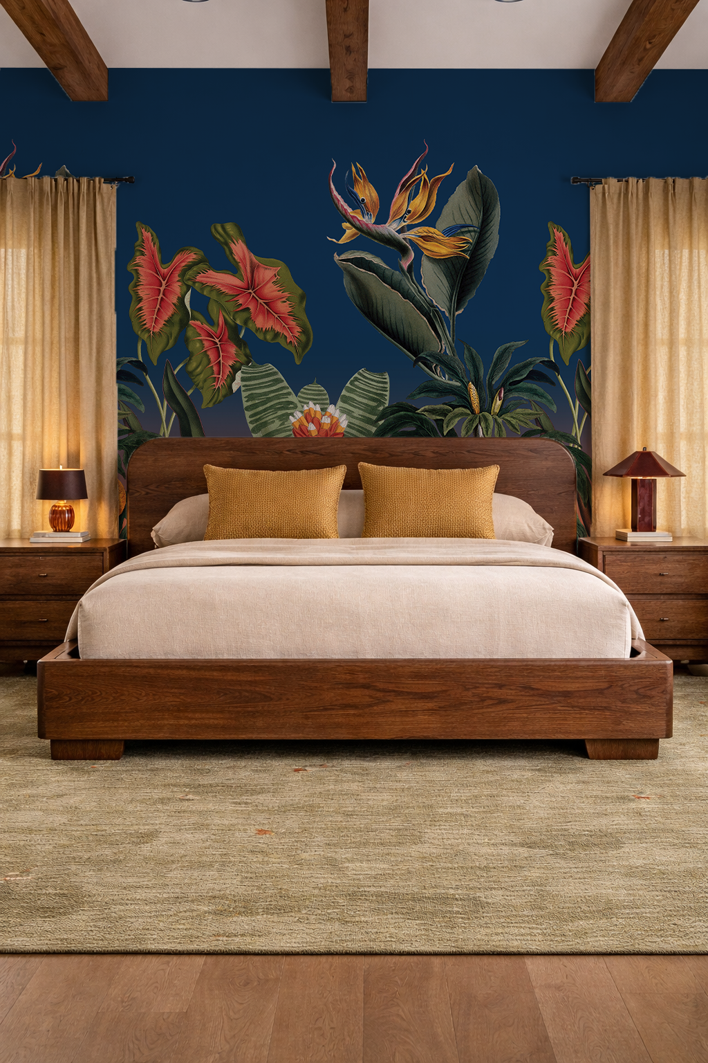 Vintage Botanical Mural, blue