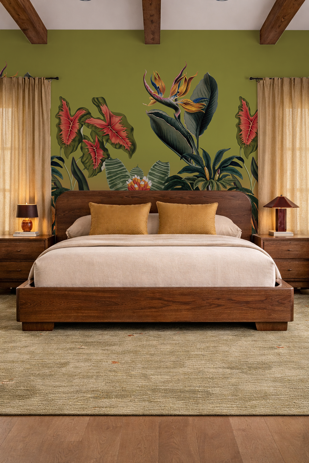 Vintage Botanical Mural, green