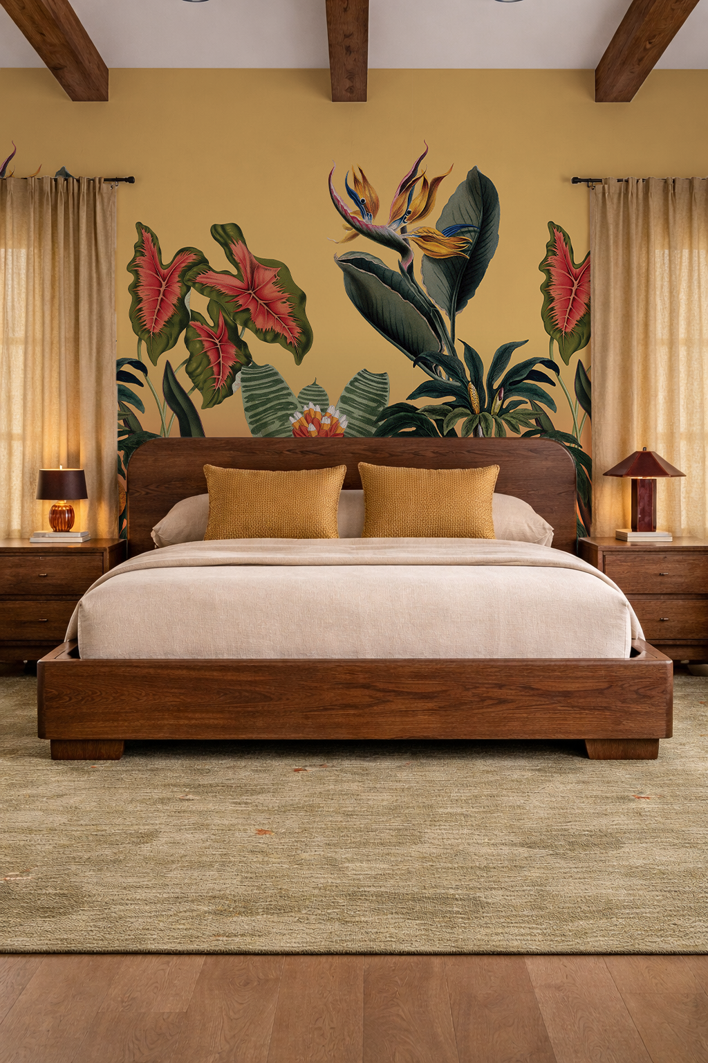 Vintage Botanical Mural, yellow