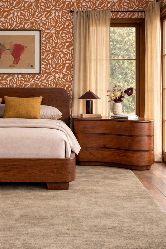 Simple Stripes Wallpaper, burnt orange and white