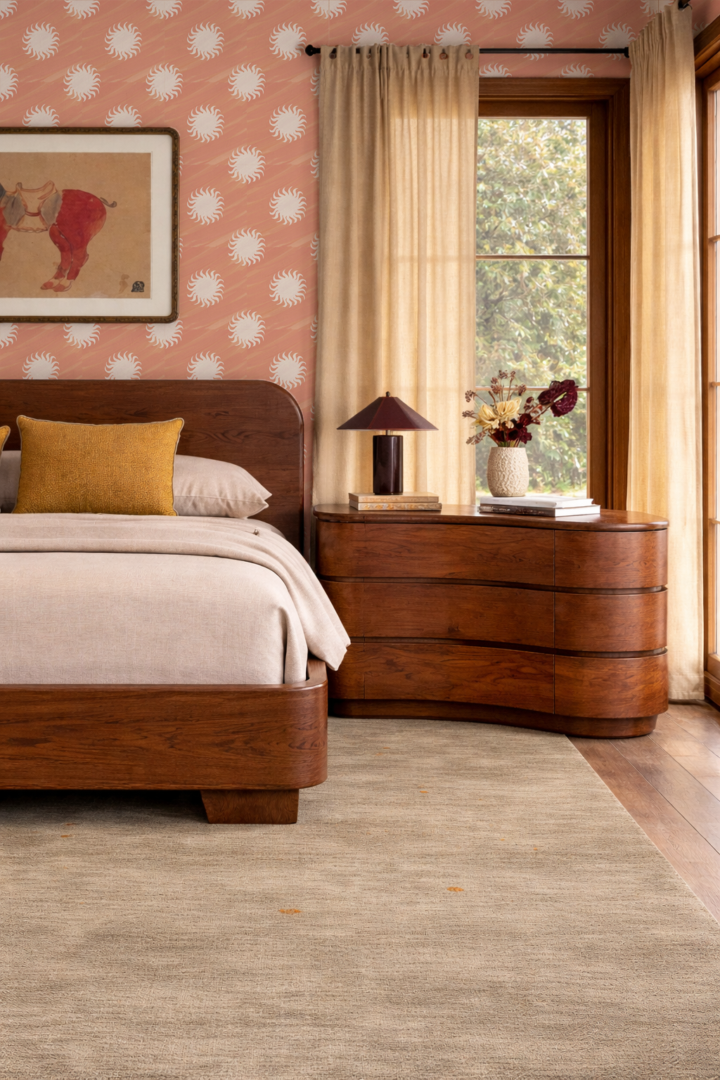 Sol Wallpaper, terra cotta and off-white