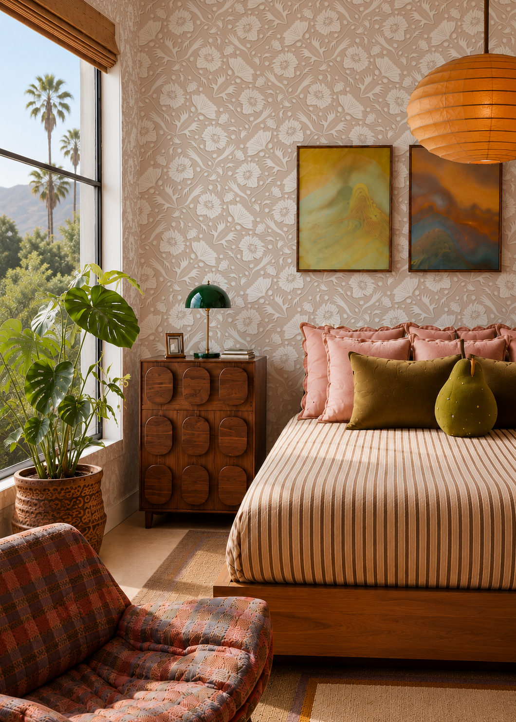 Poppy Pavilion Wallpaper, neutral and off-white