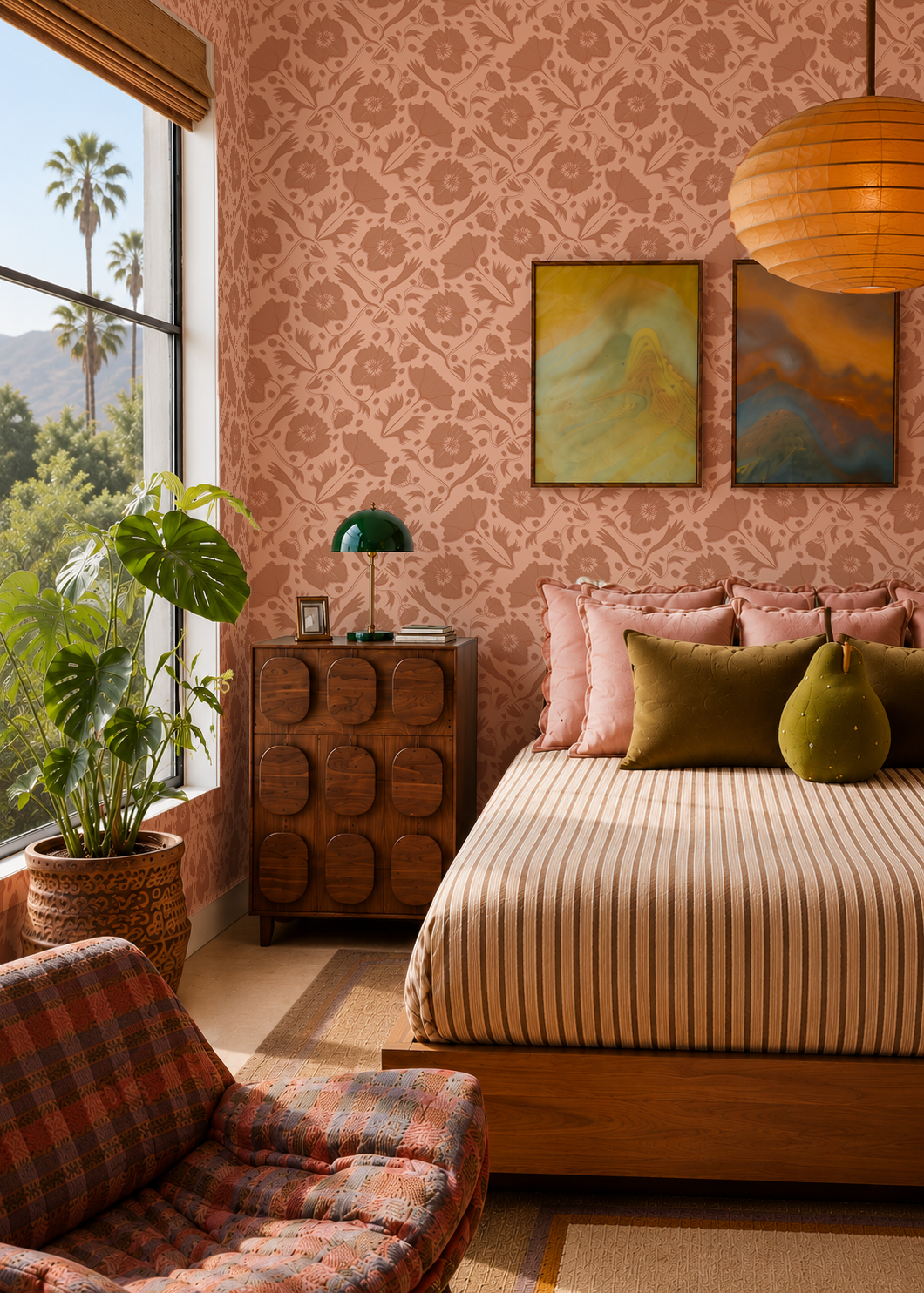Poppy Pavilion Wallpaper, peach