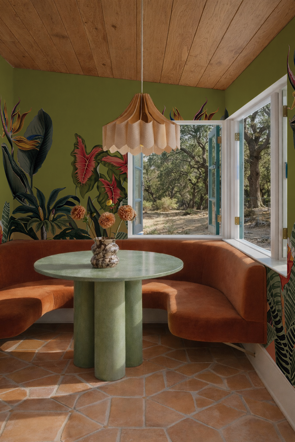 Vintage Botanical Mural, green