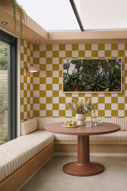 Checkers Wallpaper, mustard