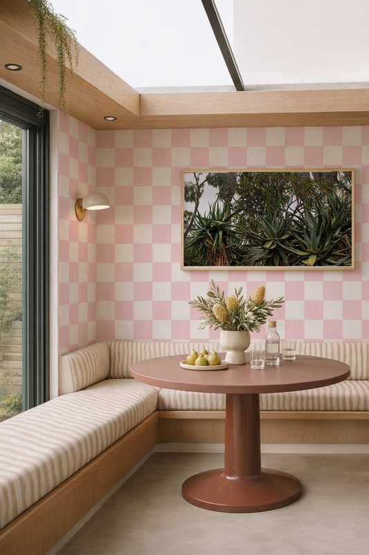 Checkers Wallpaper, blush