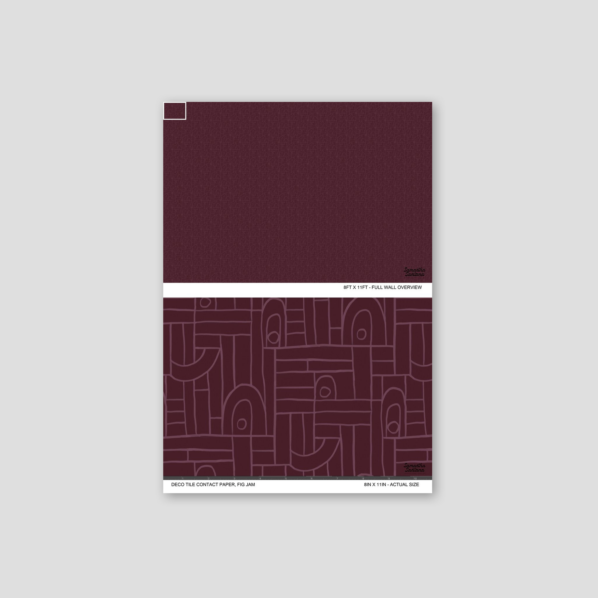 Burgundy geometric contact paper, shelf liner sample with abstract line pattern.