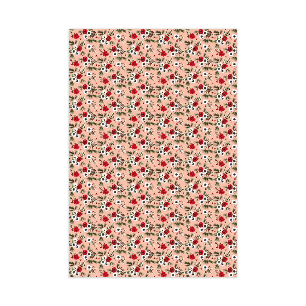 Snow Berry Wrapping Paper, Large Roll, peach