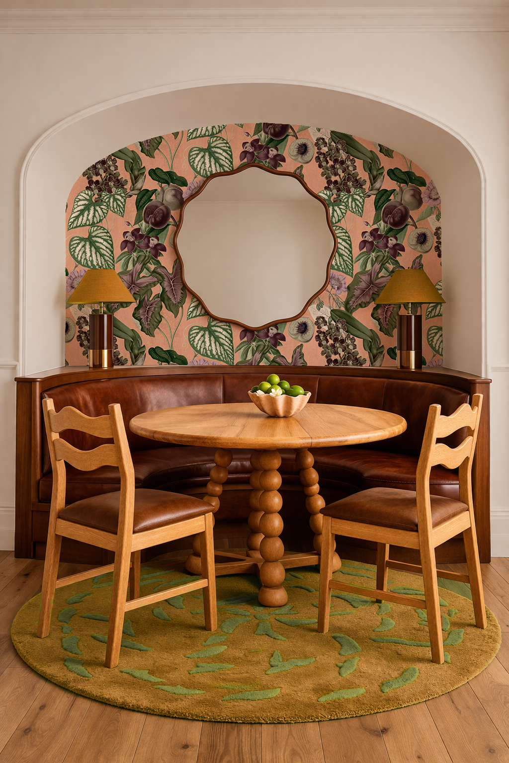 Cali Tropicale Wallpaper, peach and green