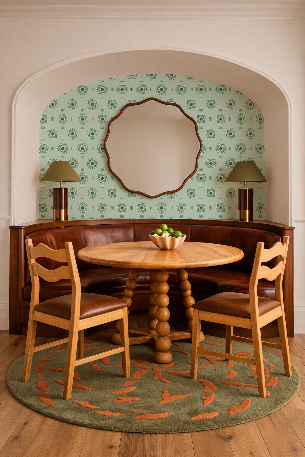 Sun Rays Wallpaper, mint and green