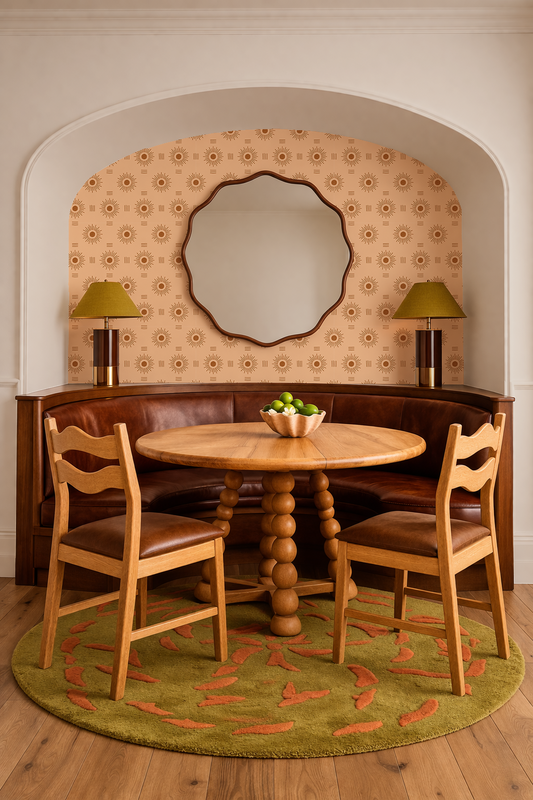 Sun Rays Wallpaper, peach and rust